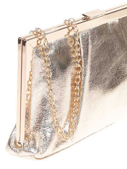 Tina - Gold Leather Clutch Bag