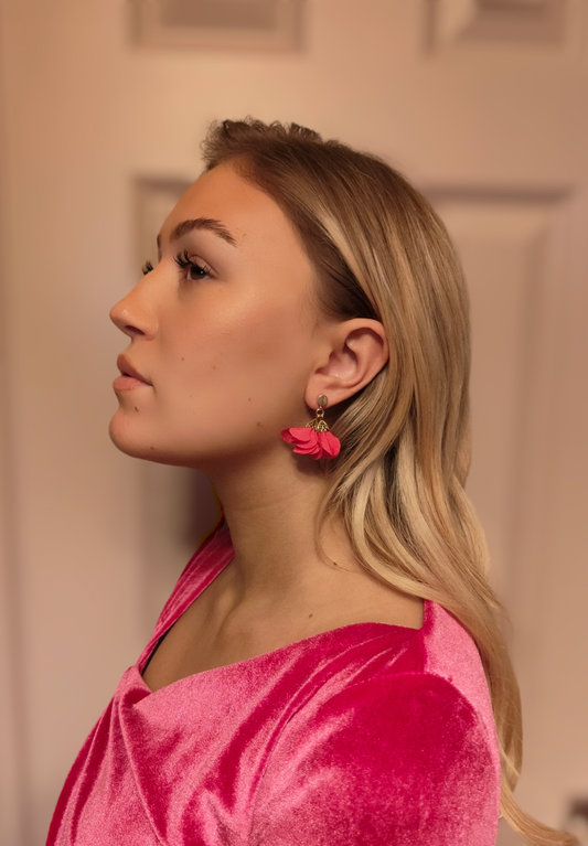 Fleur Earrings - Cerise Pink