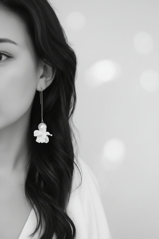 ALORA - Statement Pearl & Flower Bridal Earrings