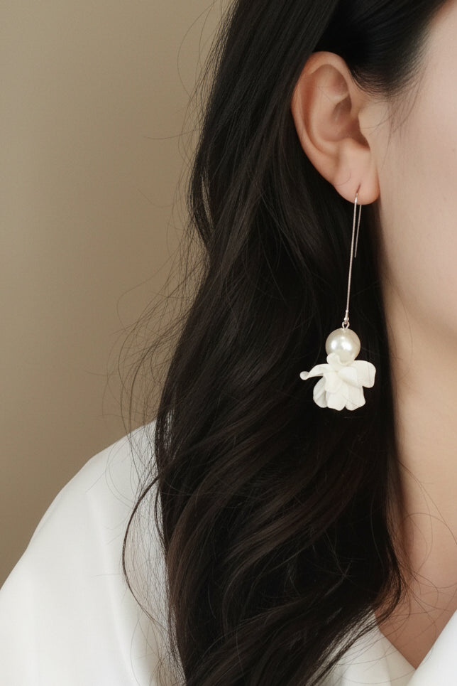 ALORA - Statement Pearl & Flower Bridal Earrings