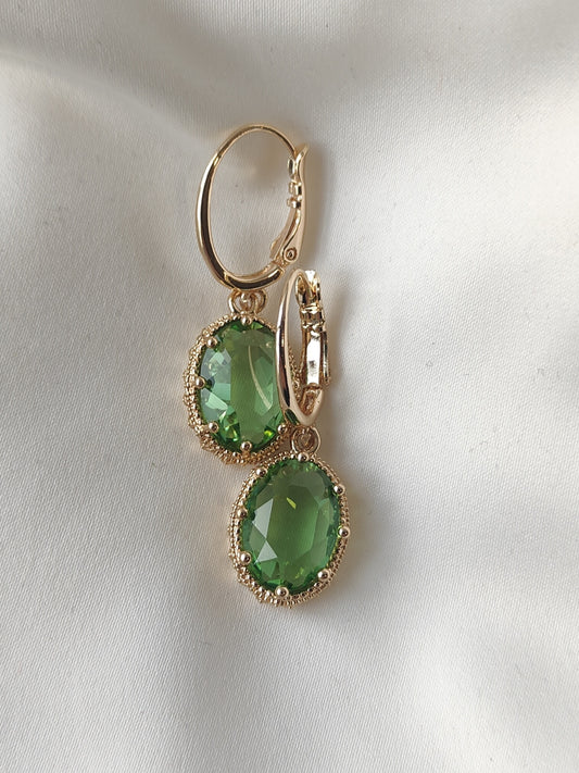 Princess Crystal Earrings - Spring Green