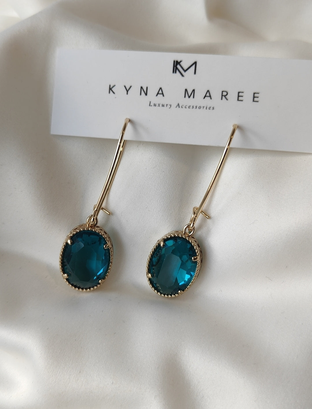 Queen Crystal Earrings - Deep Turquoise