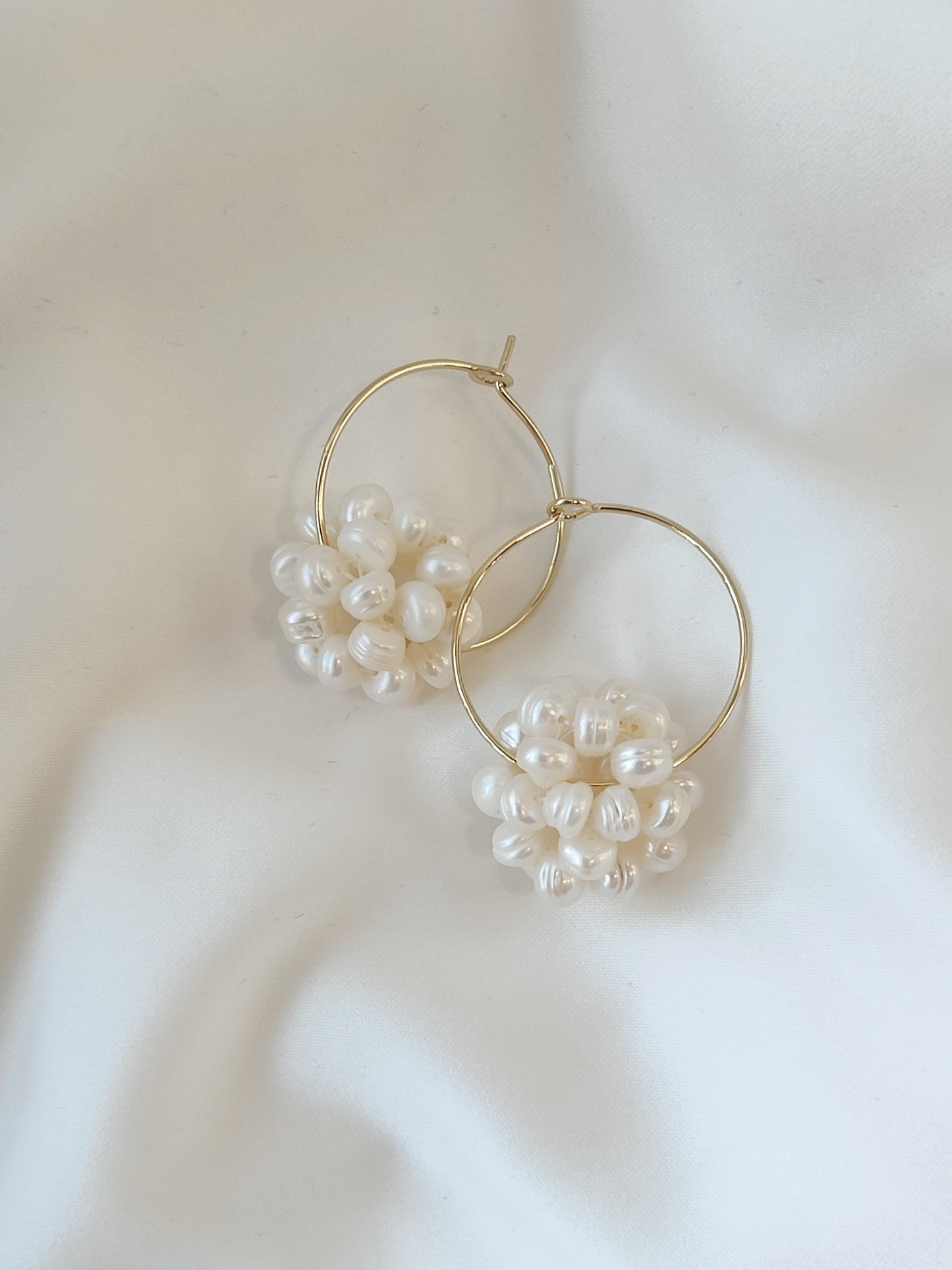 Millie - Cluster Pearl Hoop Bridal Earrings
