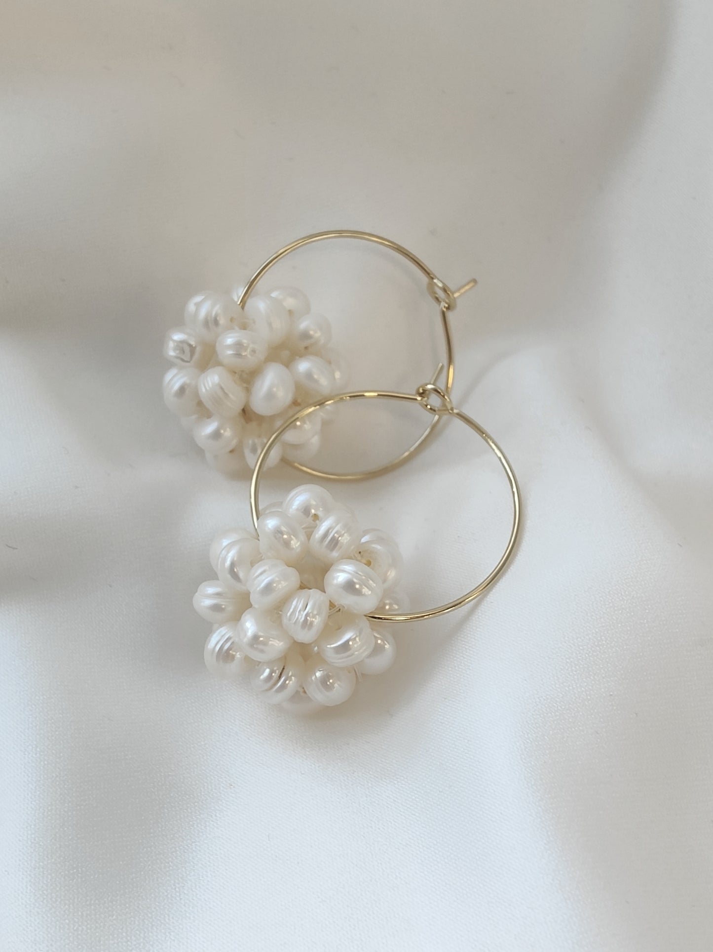 Millie - Cluster Pearl Hoop Bridal Earrings