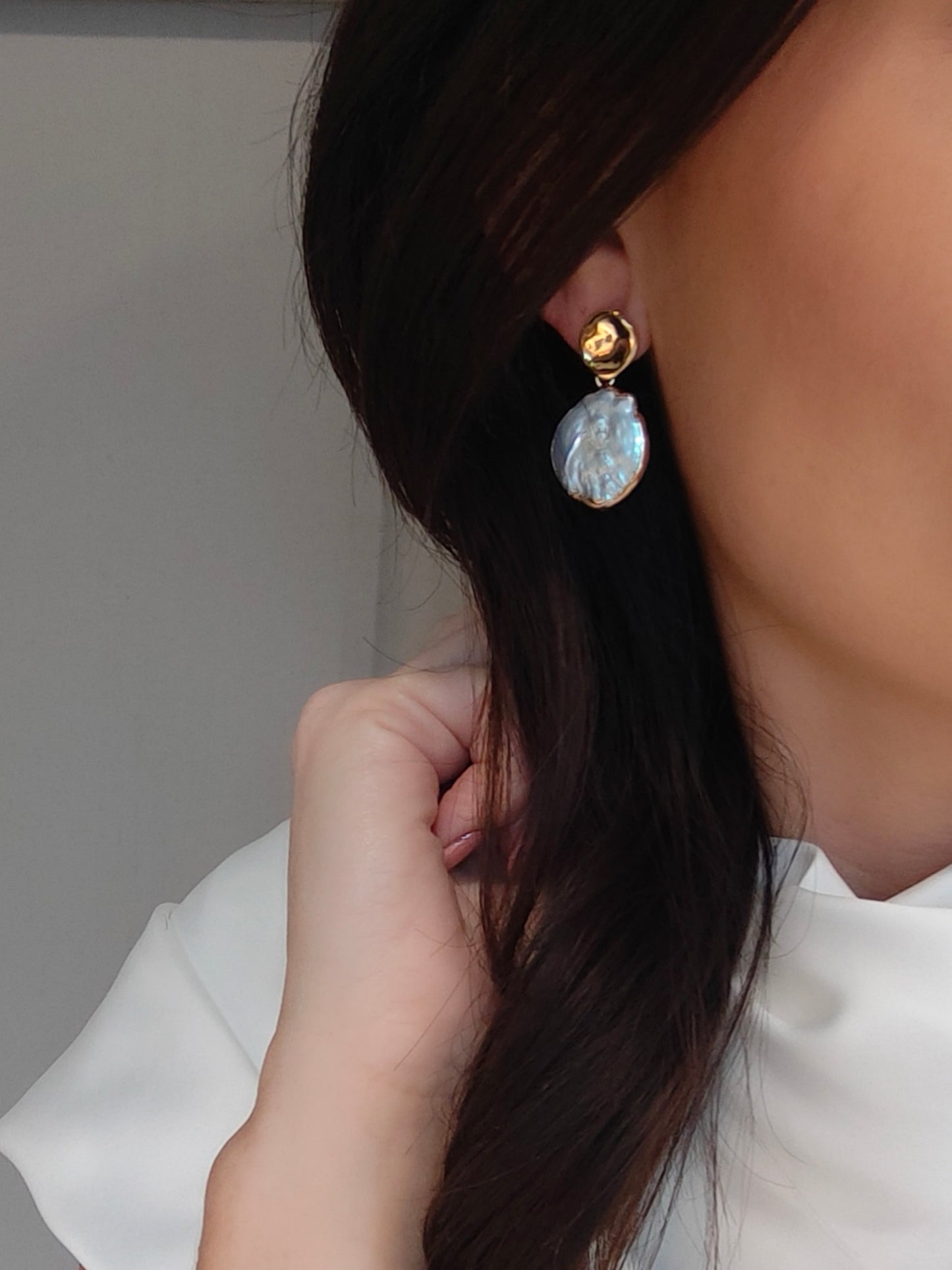 CASSANDRA - Gold & Pearl Contemporary Earrings