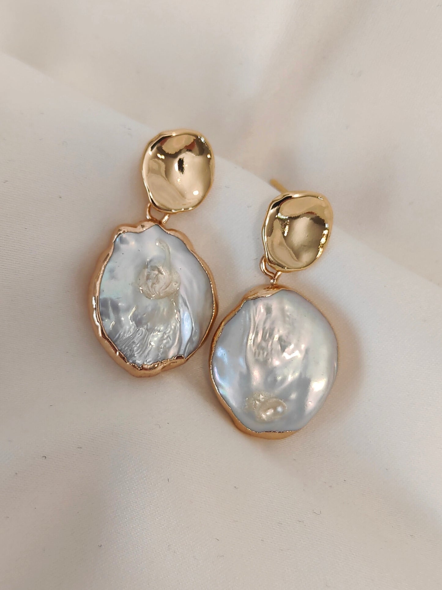 CASSANDRA - Gold & Pearl Contemporary Earrings