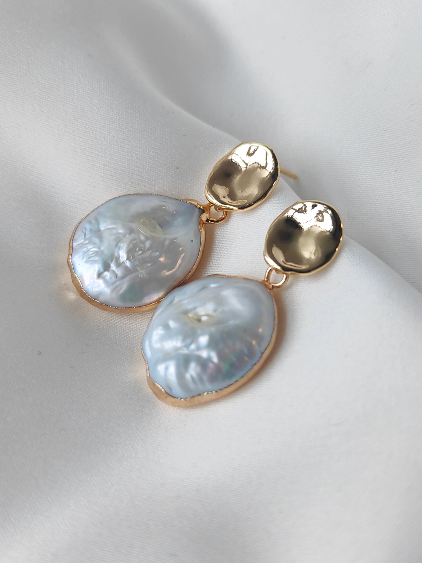 CASSANDRA - Gold & Pearl Contemporary Earrings