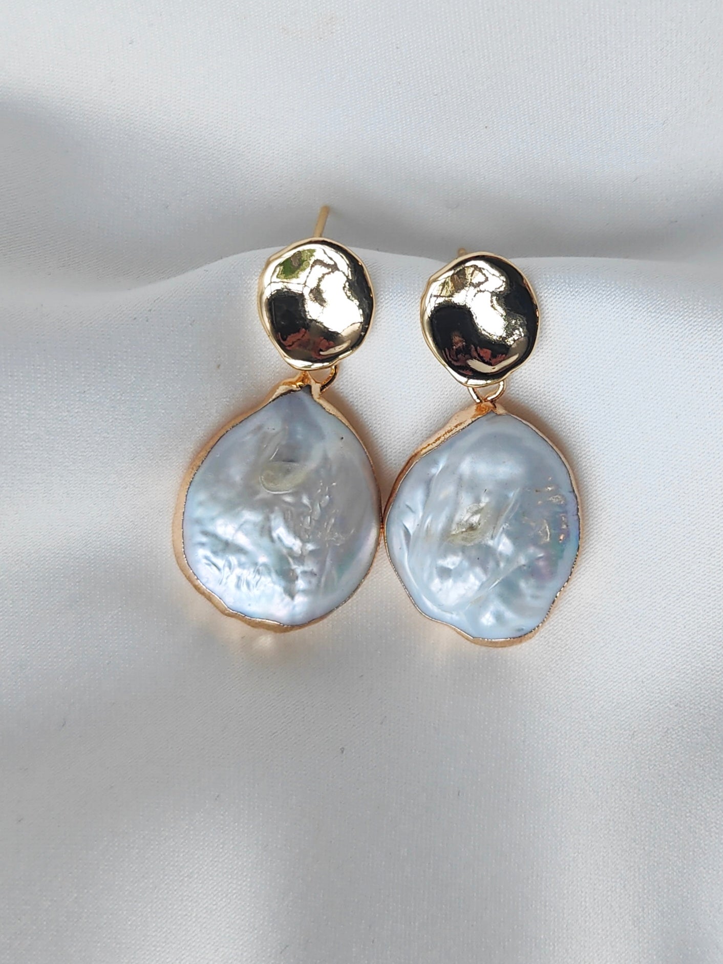 CASSANDRA - Gold & Pearl Contemporary Earrings