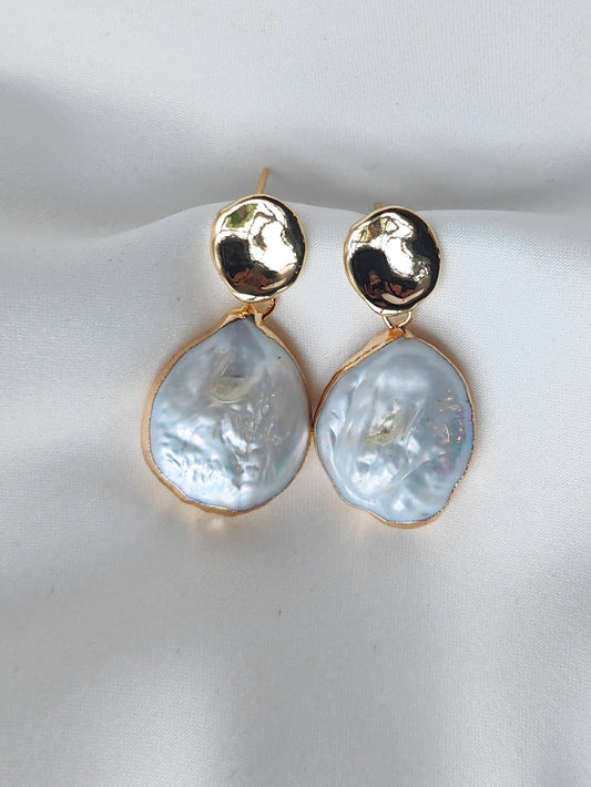 CASSANDRA - Gold & Pearl Contemporary Earrings