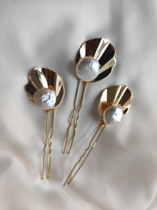 ELODIE -  Contemporary Gold & Pearl Pin Set