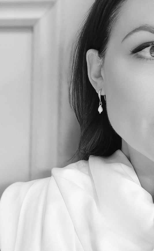 ELLEN - Petite Silver & Pearl Bridal Earrings