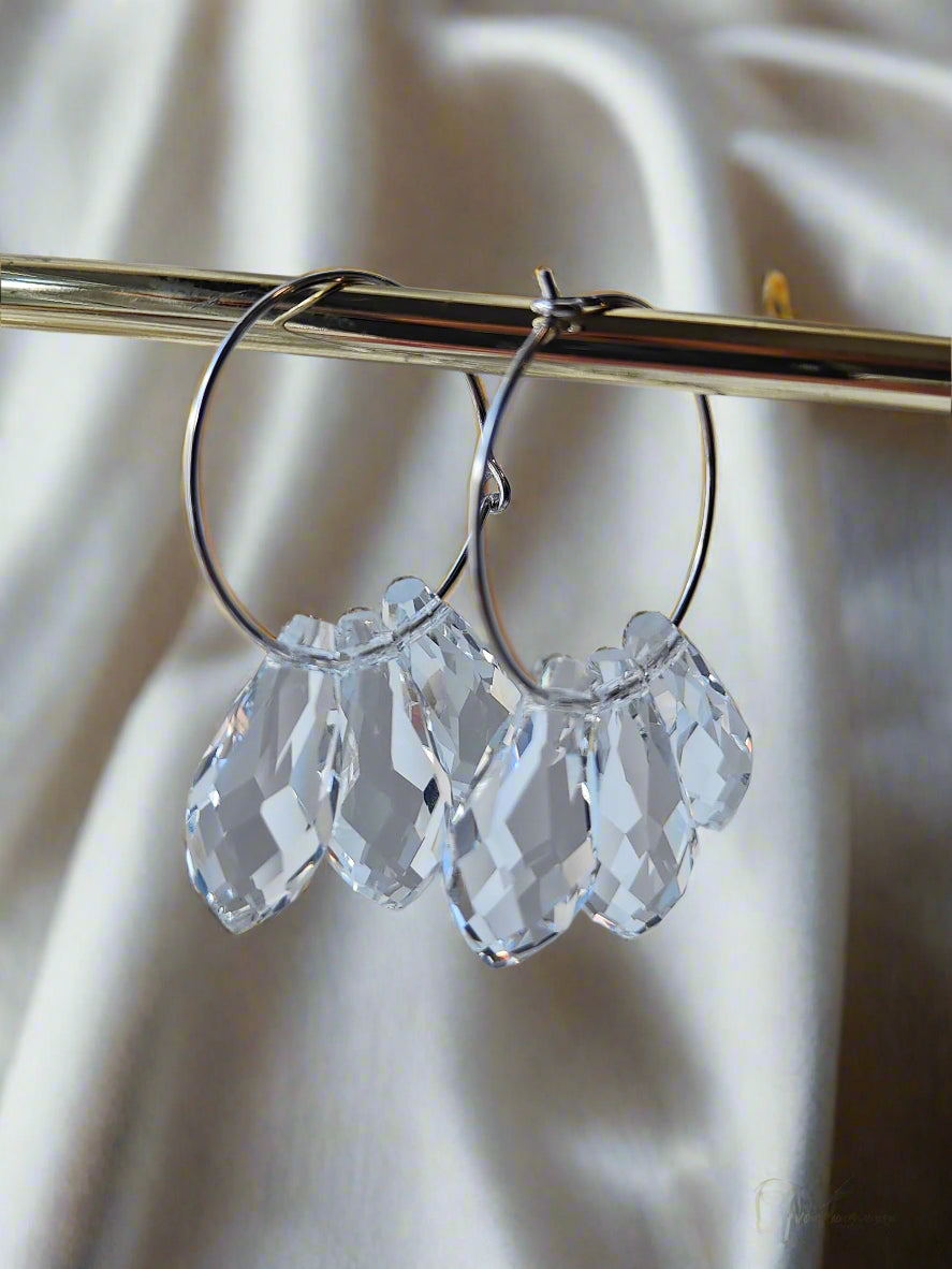 JULIANA - Crystal Hoop Earrings - Silver