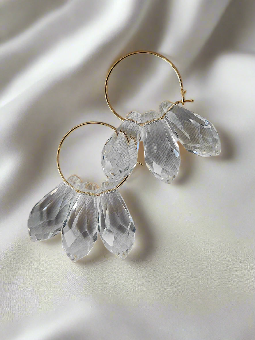 JULIANA - Crystal Hoop Earrings - Gold