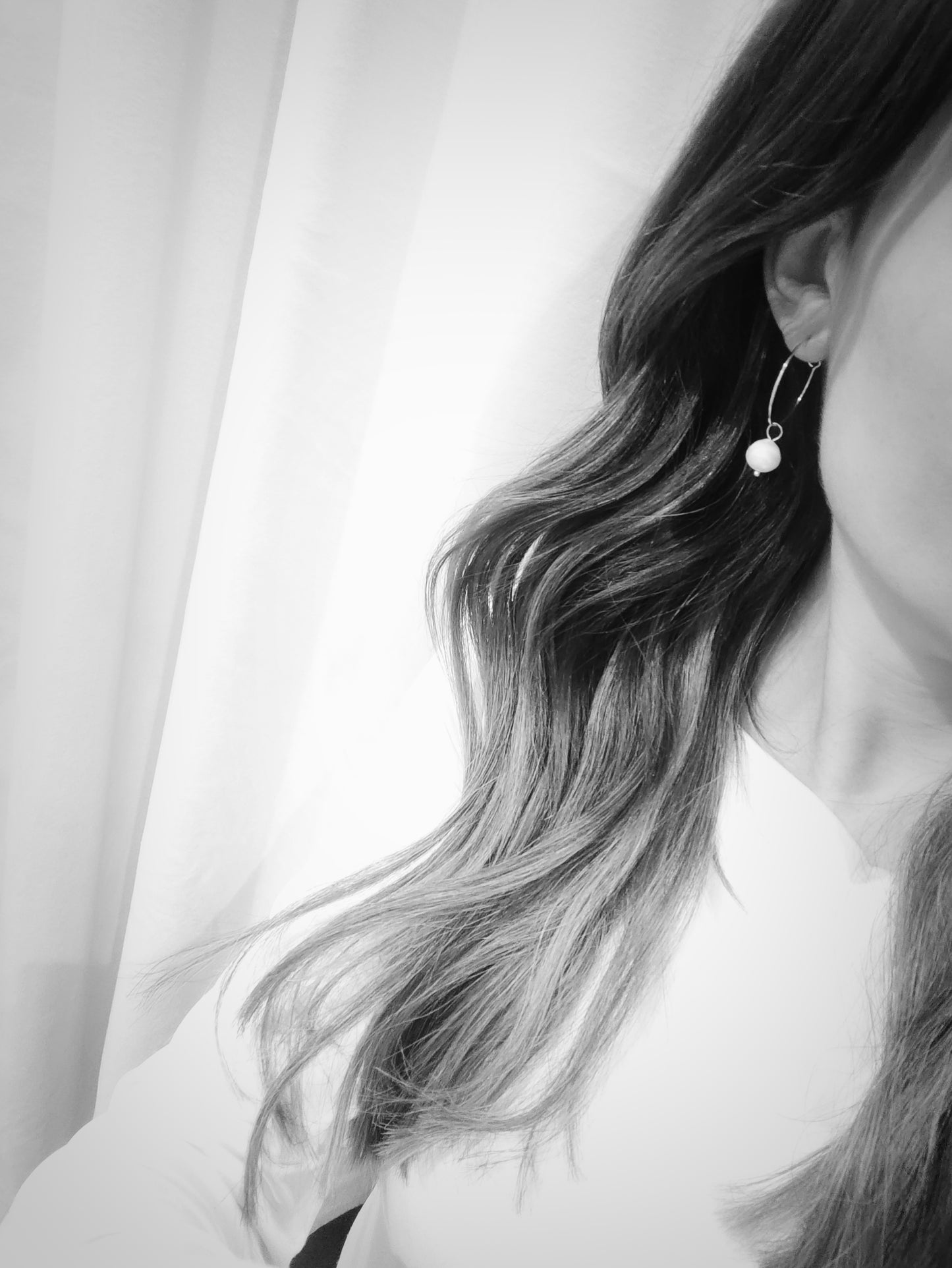 GLENDA - Natural Pearl Hoop Bridal Earrings
