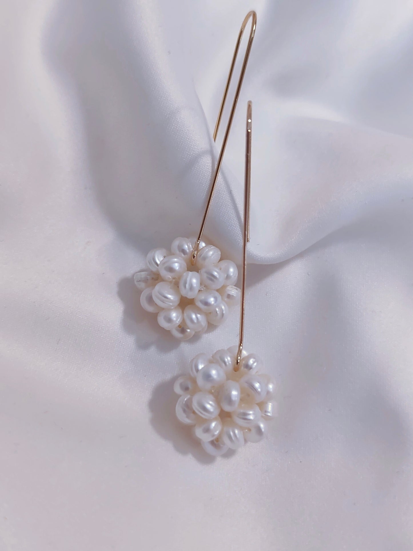 MIRANDA - Cluster Pearl Drop Bridal Earrings