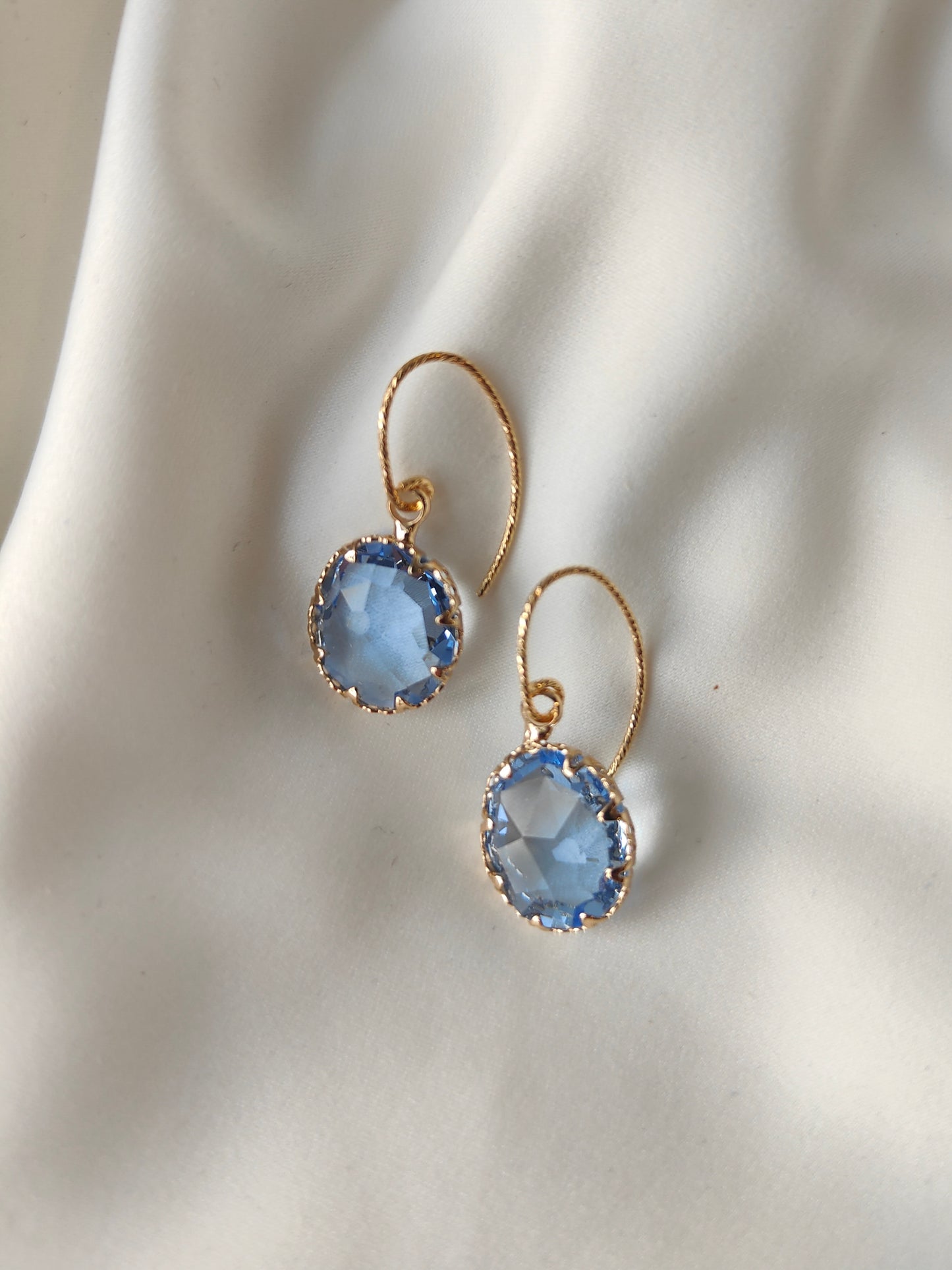Layla - Crystal Gem Drop Earrings - Soft Blue