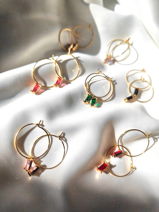 FRANKIE- Contemporary Gem Earrings - Clear
