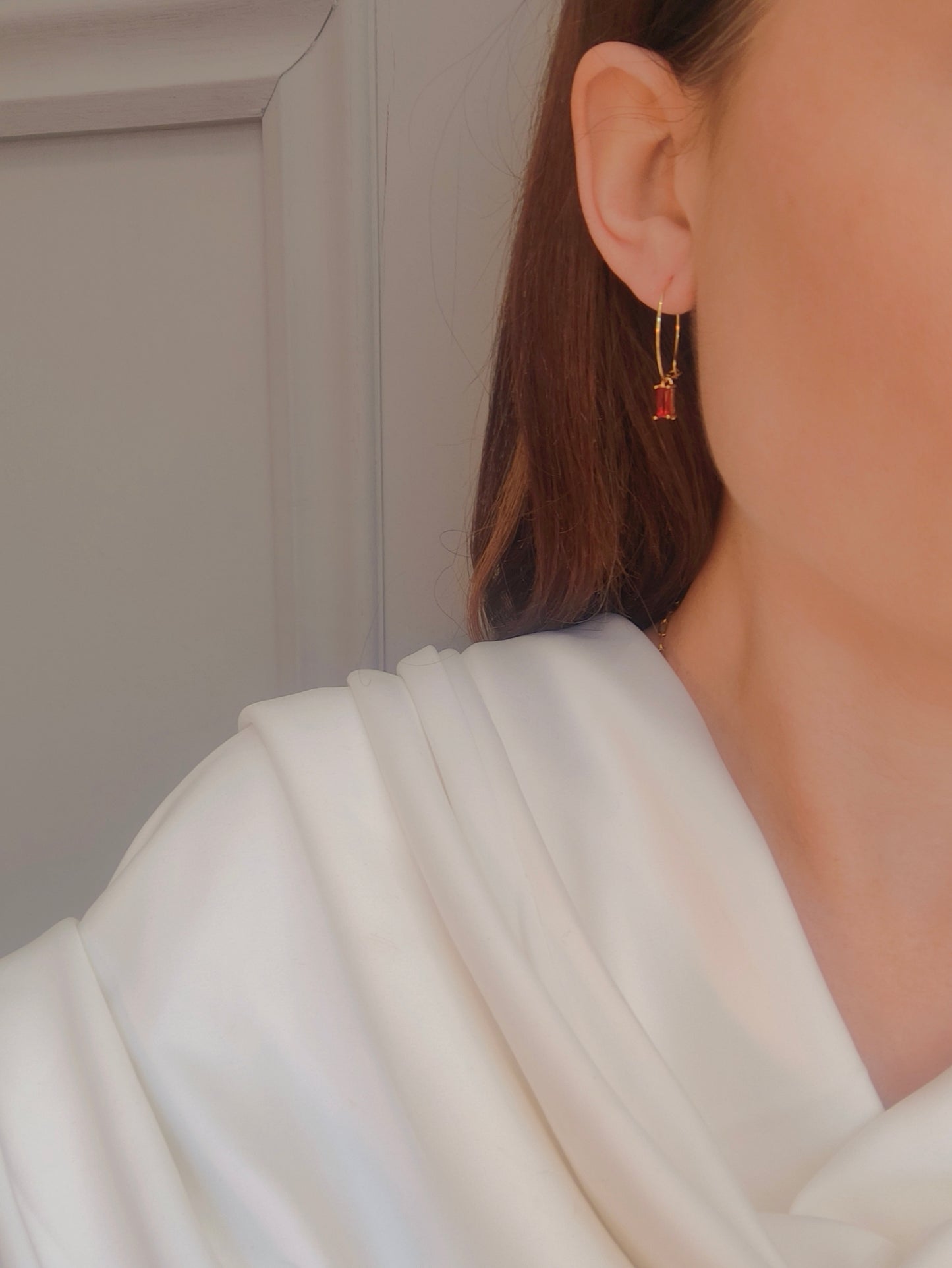 FRANKIE- Contemporary Gem Earrings - Red