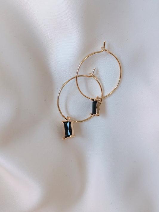 FRANKIE- Contemporary Gem Earrings - Black