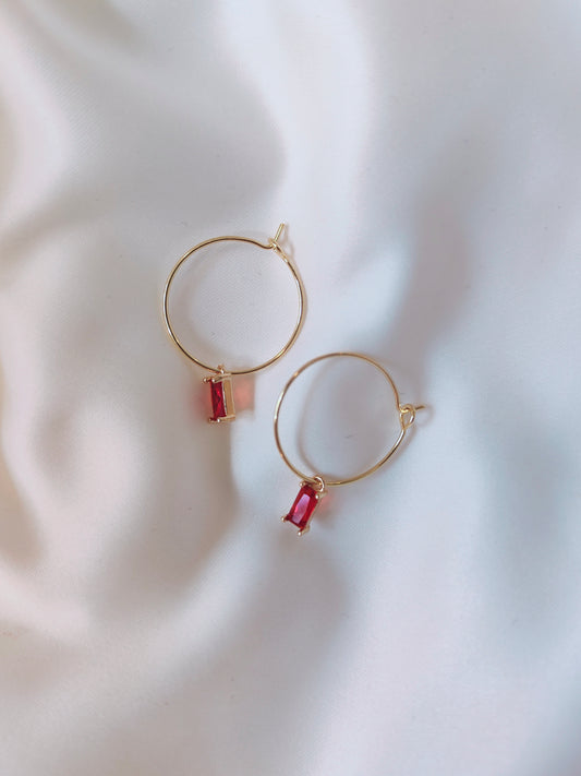 FRANKIE- Contemporary Gem Earrings - Red