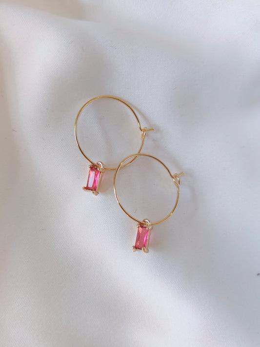 FRANKIE- Contemporary Gem earrings - Hot Pink