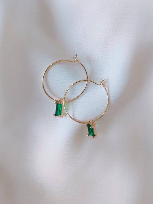 FRANKIE- Contemporary Gem Earrings - Green