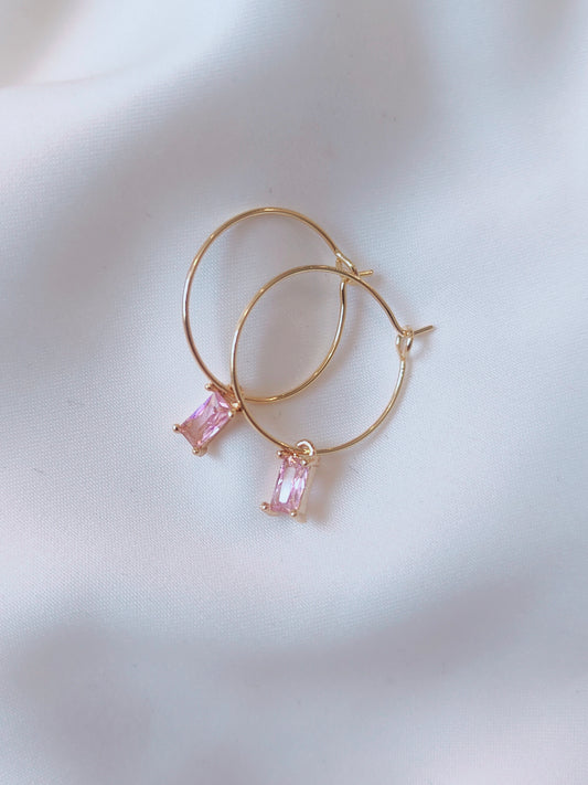 FRANKIE- Contemporary Gem Earrings - Pink