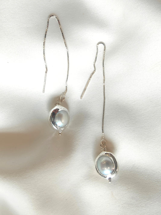 SARAH MAE - Silver & Pearl Ear Threads