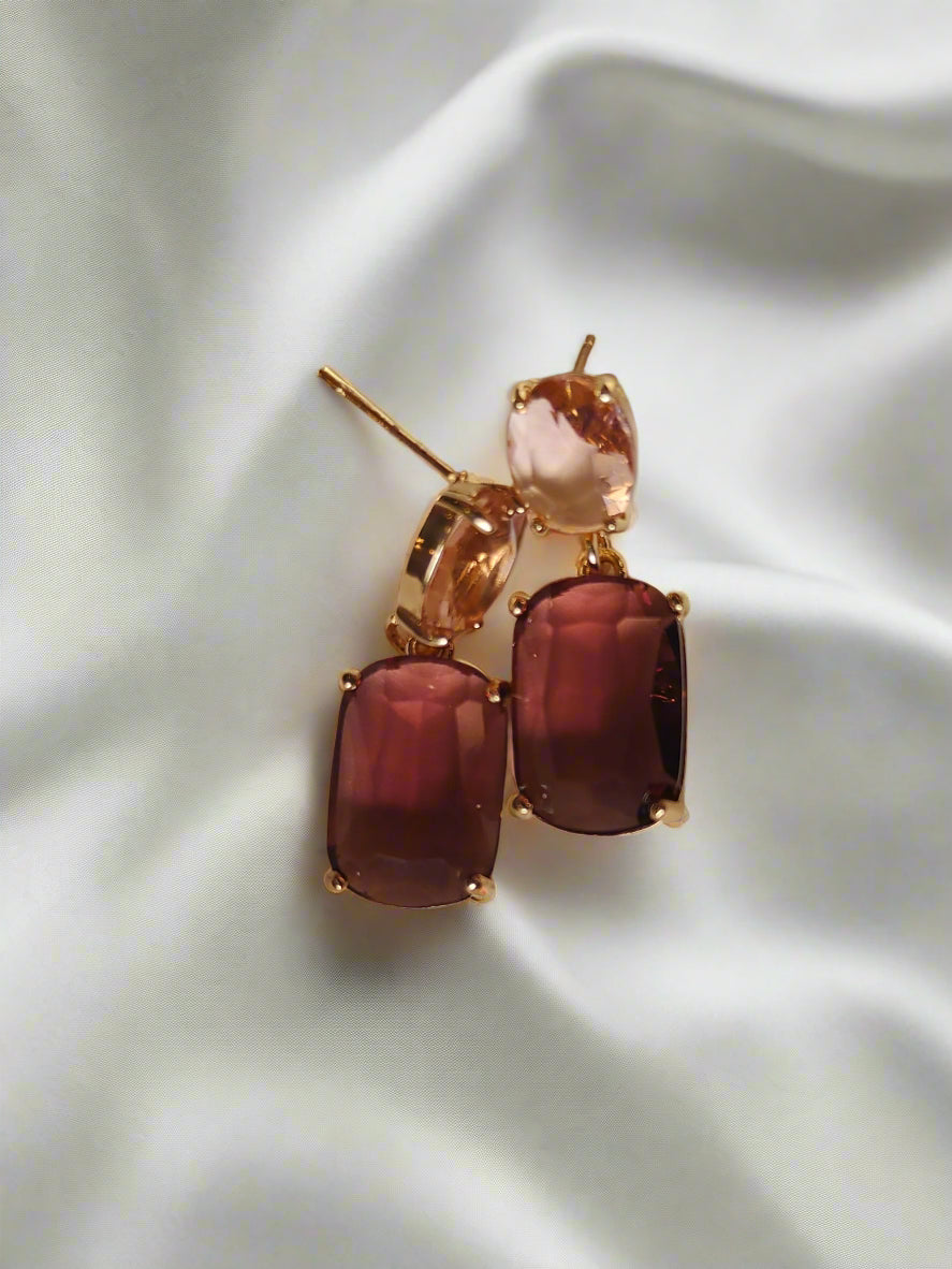 Double Gem Earring - Blush / Grape