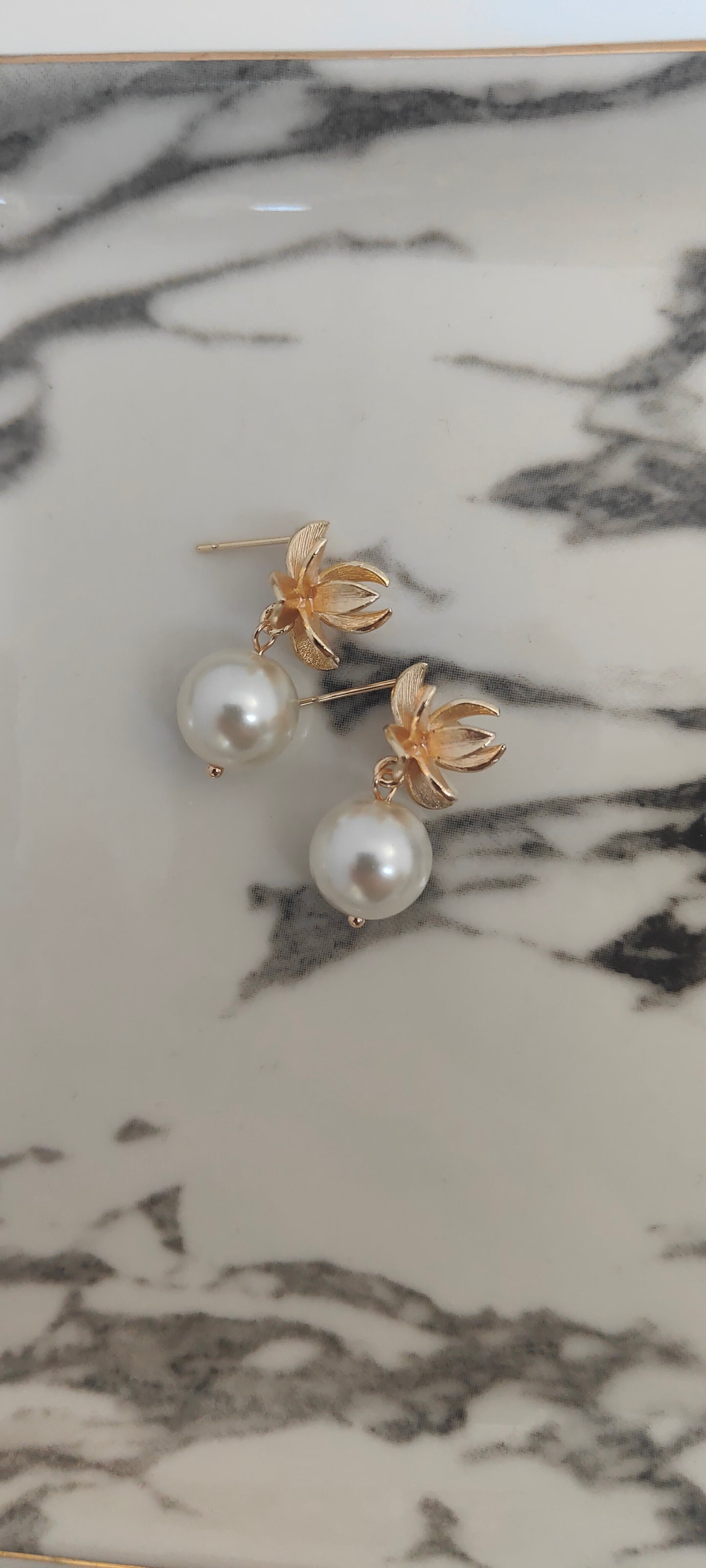 OPHELIA - Statement Pearl & Gold Bridal Earrings