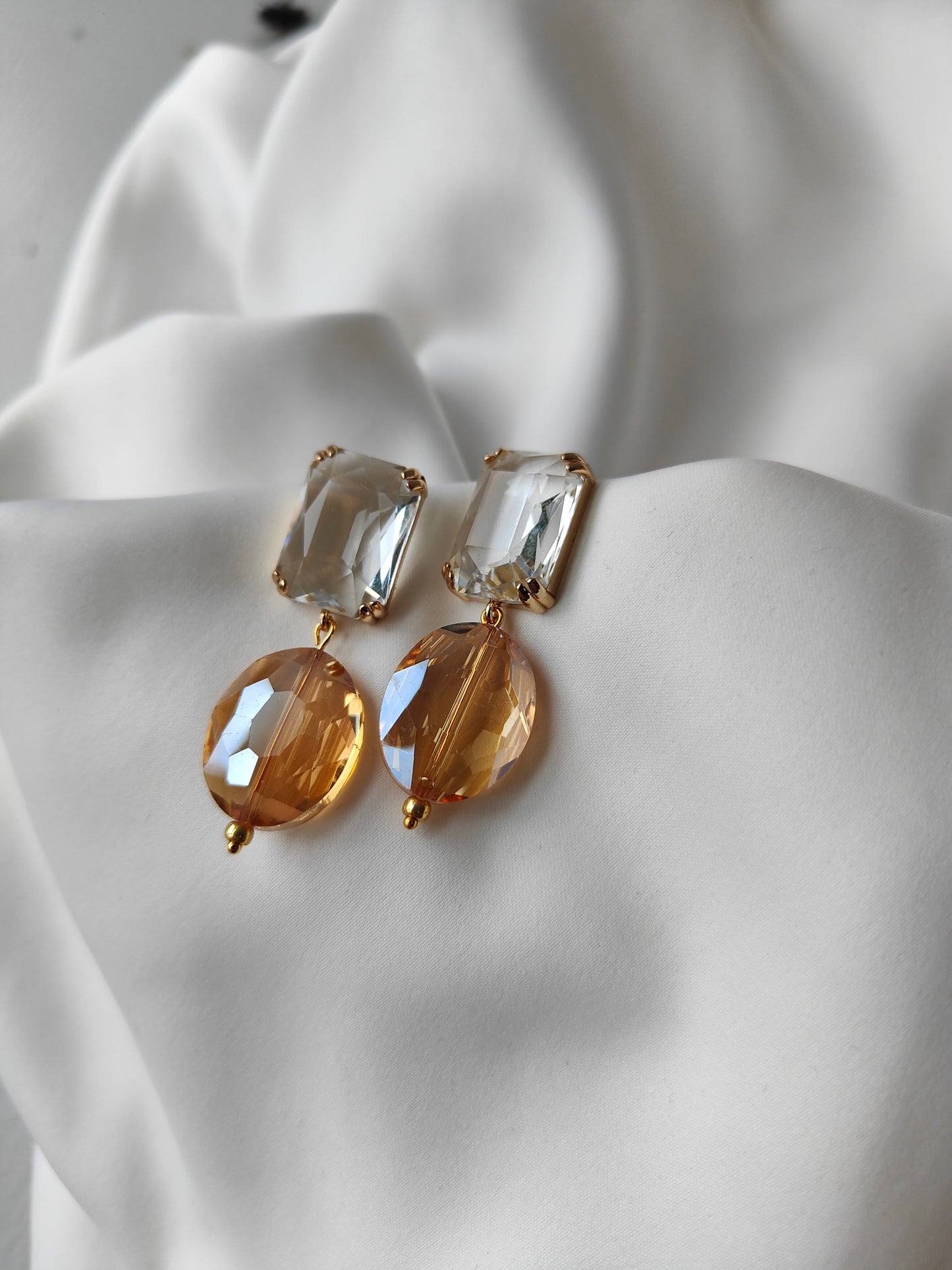 Statement Gem Earring - Clear / Champagne