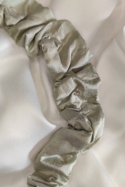 Petite Ruffle Headband  -  Green Breeze - Raw Silk