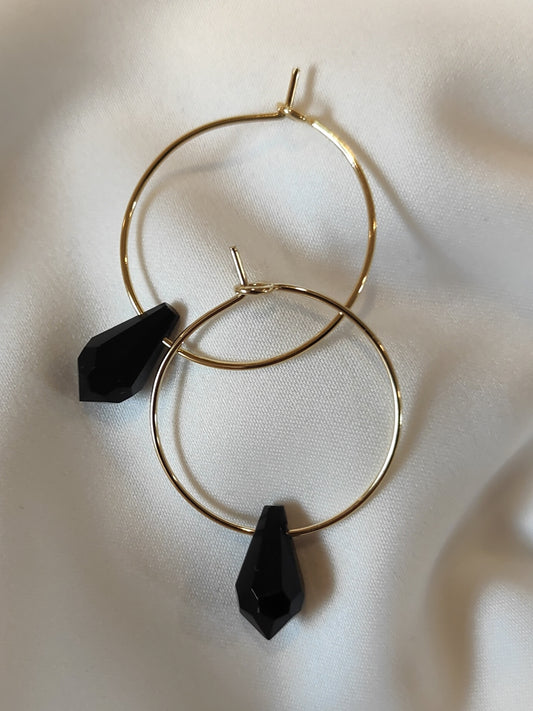 JENNA - Gold Hoop Earrings - Black