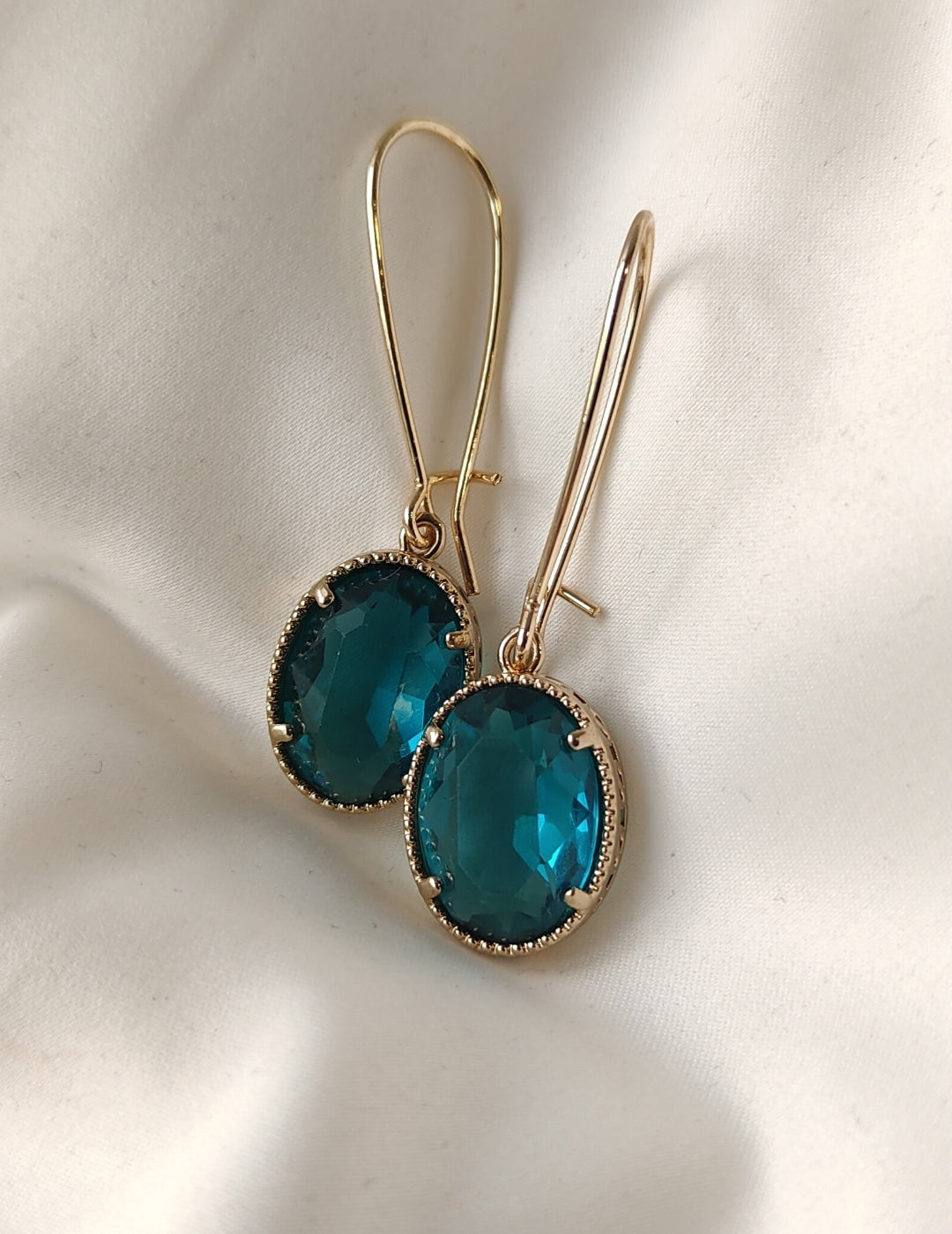 Queen Crystal Earrings - Deep Turquoise