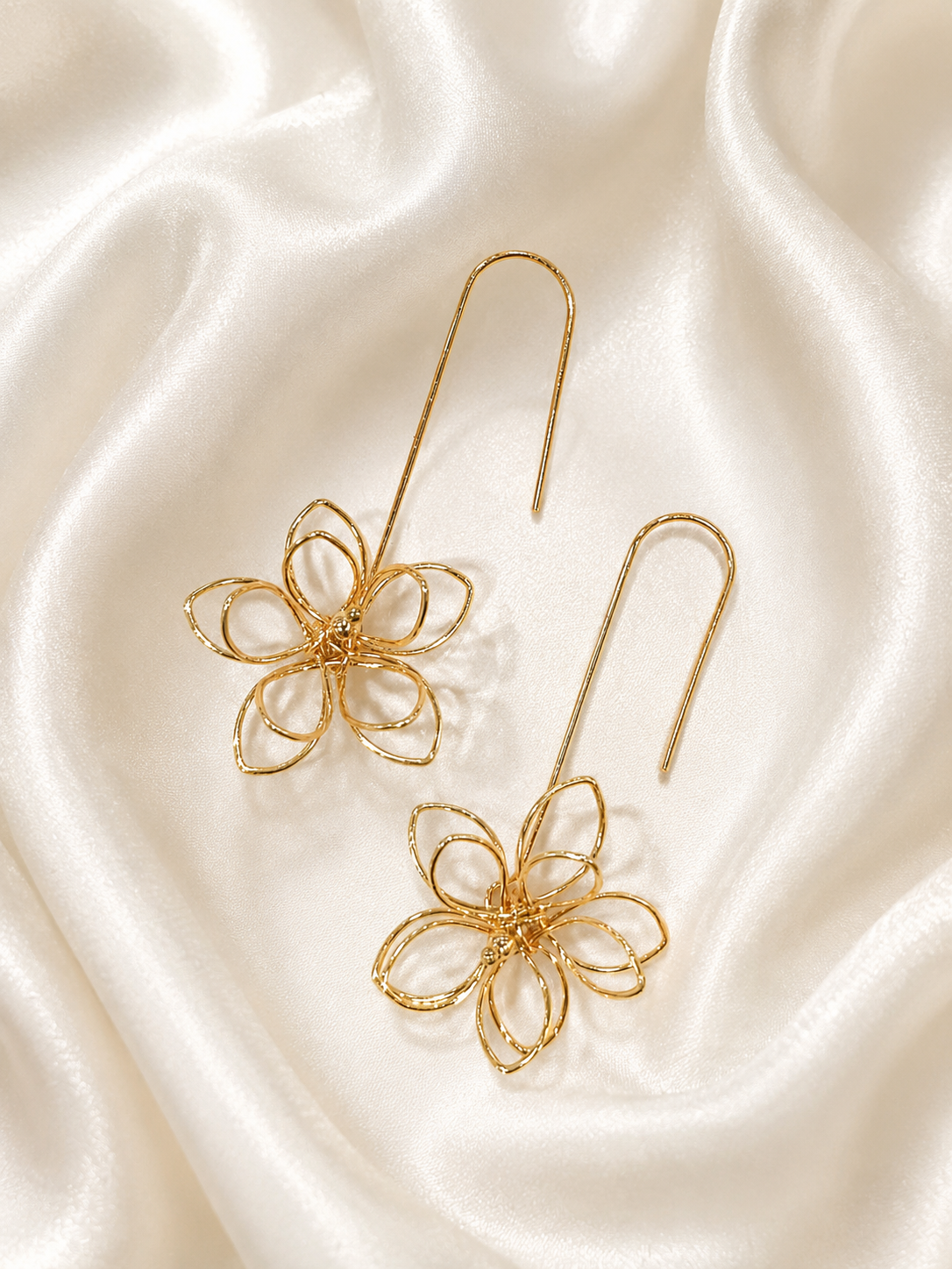 AOIBH - Contemporary Gold Drop Floral Earrings