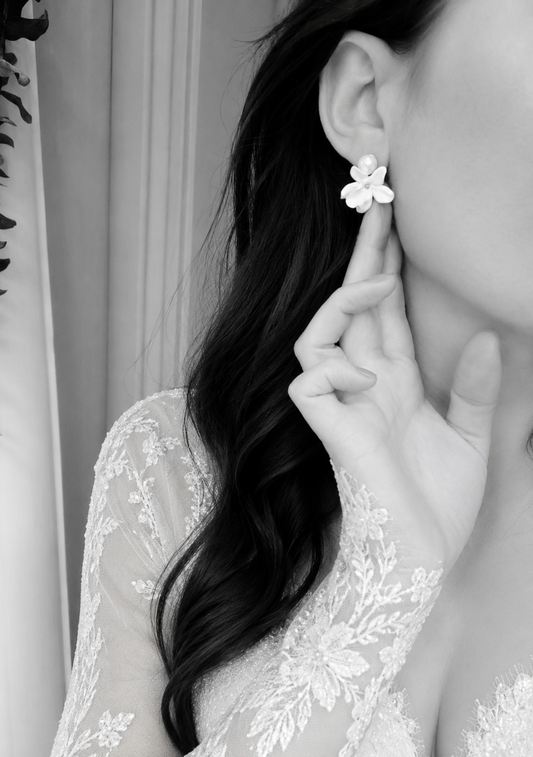 LEANORA- Floral Bridal Earrings - Gold