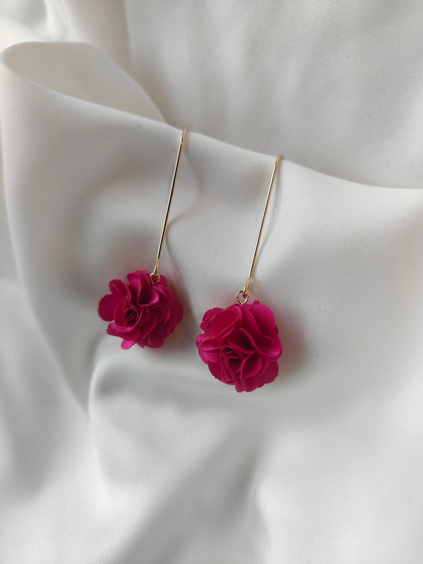 Georgia - Floral drop earrings - Hot Raspberry