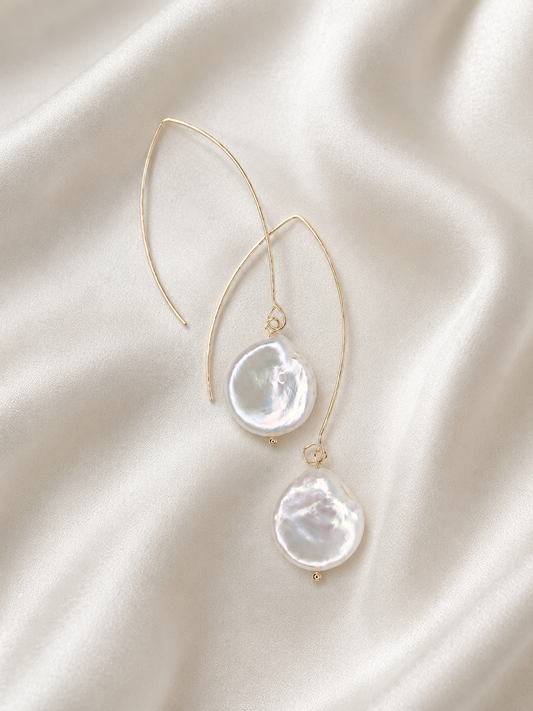 FAYE -Gold & freshwater Pearl Drop Bridal Earrings