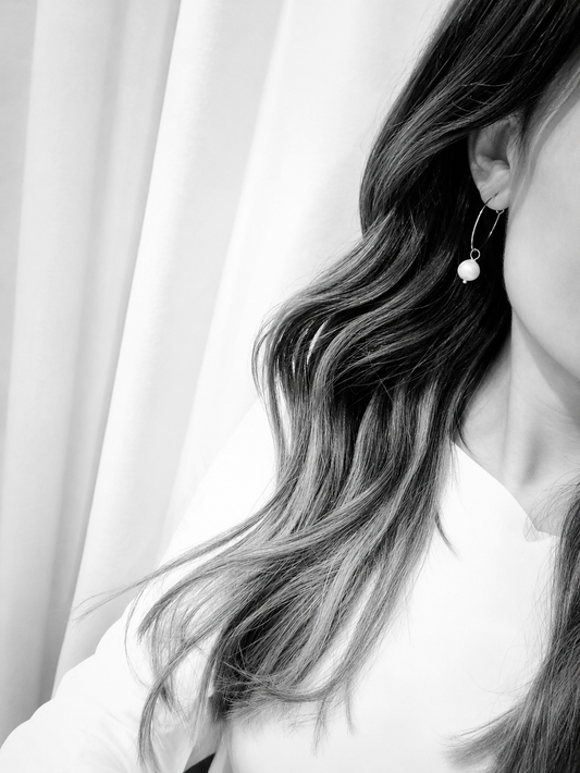 GLENDA - Natural Pearl Hoop Bridal Earrings
