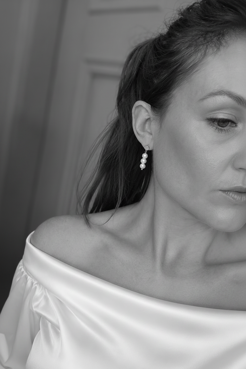 MARGO - Silver & Pearl Drop Bridal Earrings