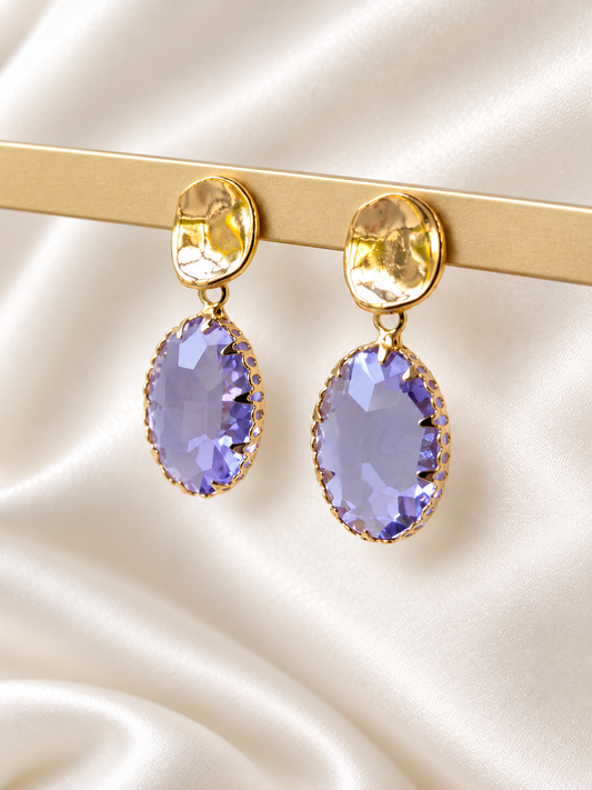 LUCY - Gold & crystal drop earring - Heather