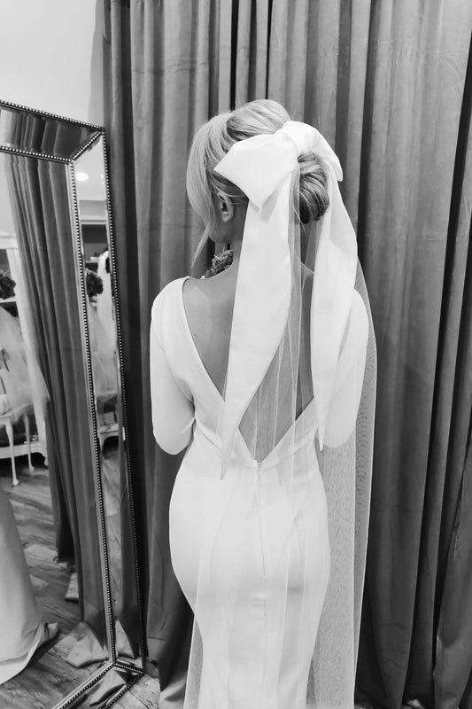 SARAH - Bow Veil with optional tulle - two lengths available