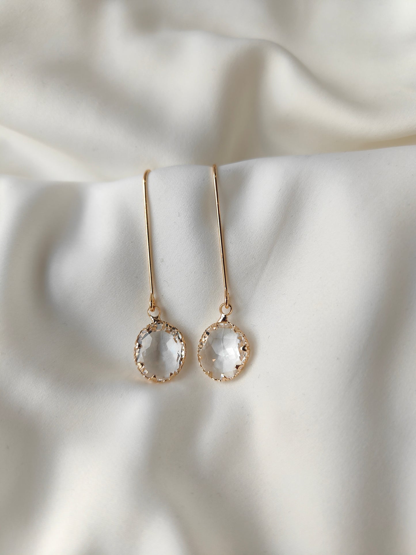 Cayla - Crystal Gem Drop Earrings - Clear