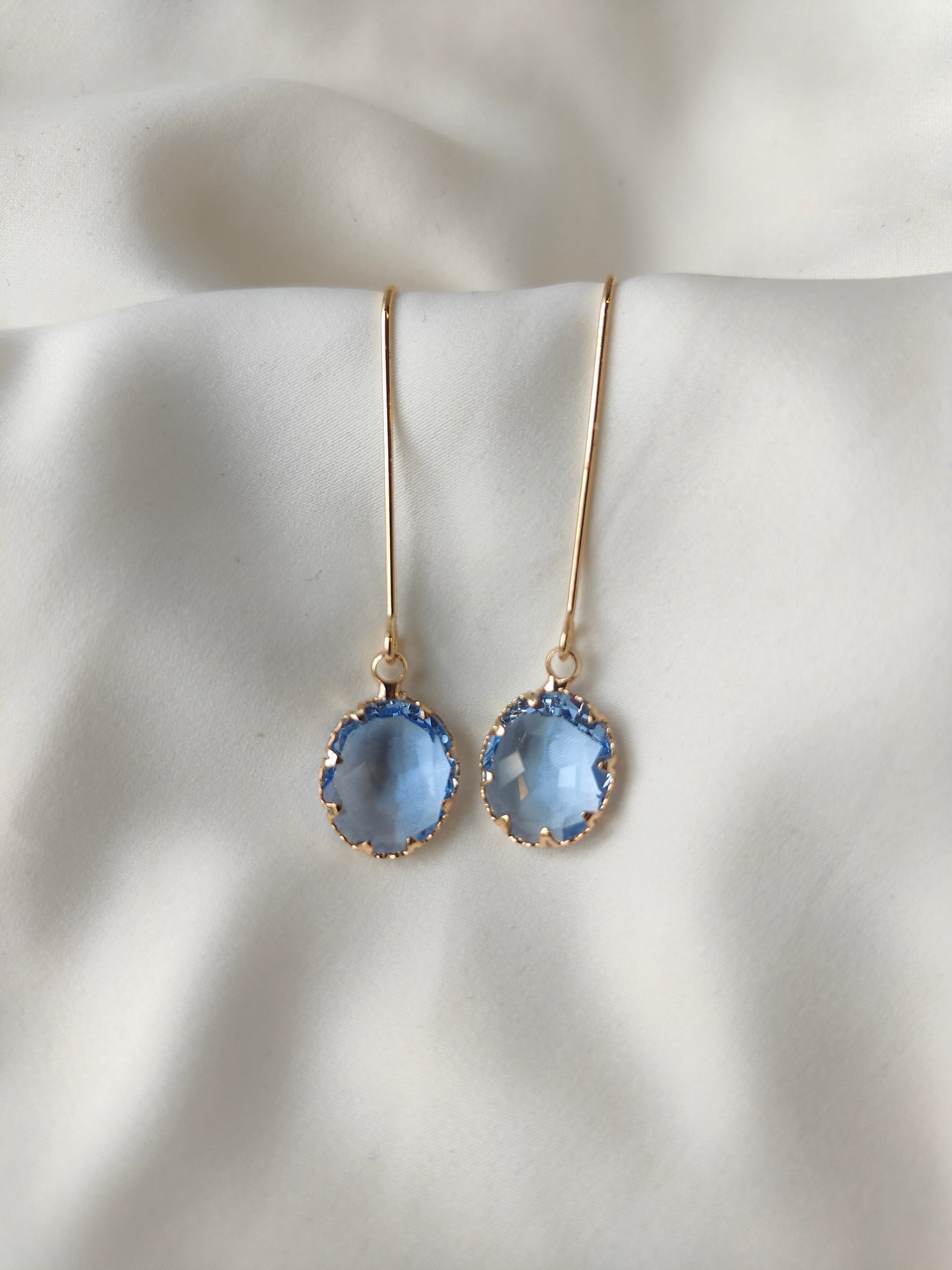 Cayla - Crystal Gem Drop Earrings - Soft Blue
