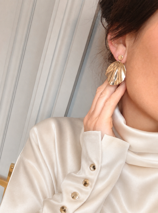 ENYA - Statement Gold Disc Earrings