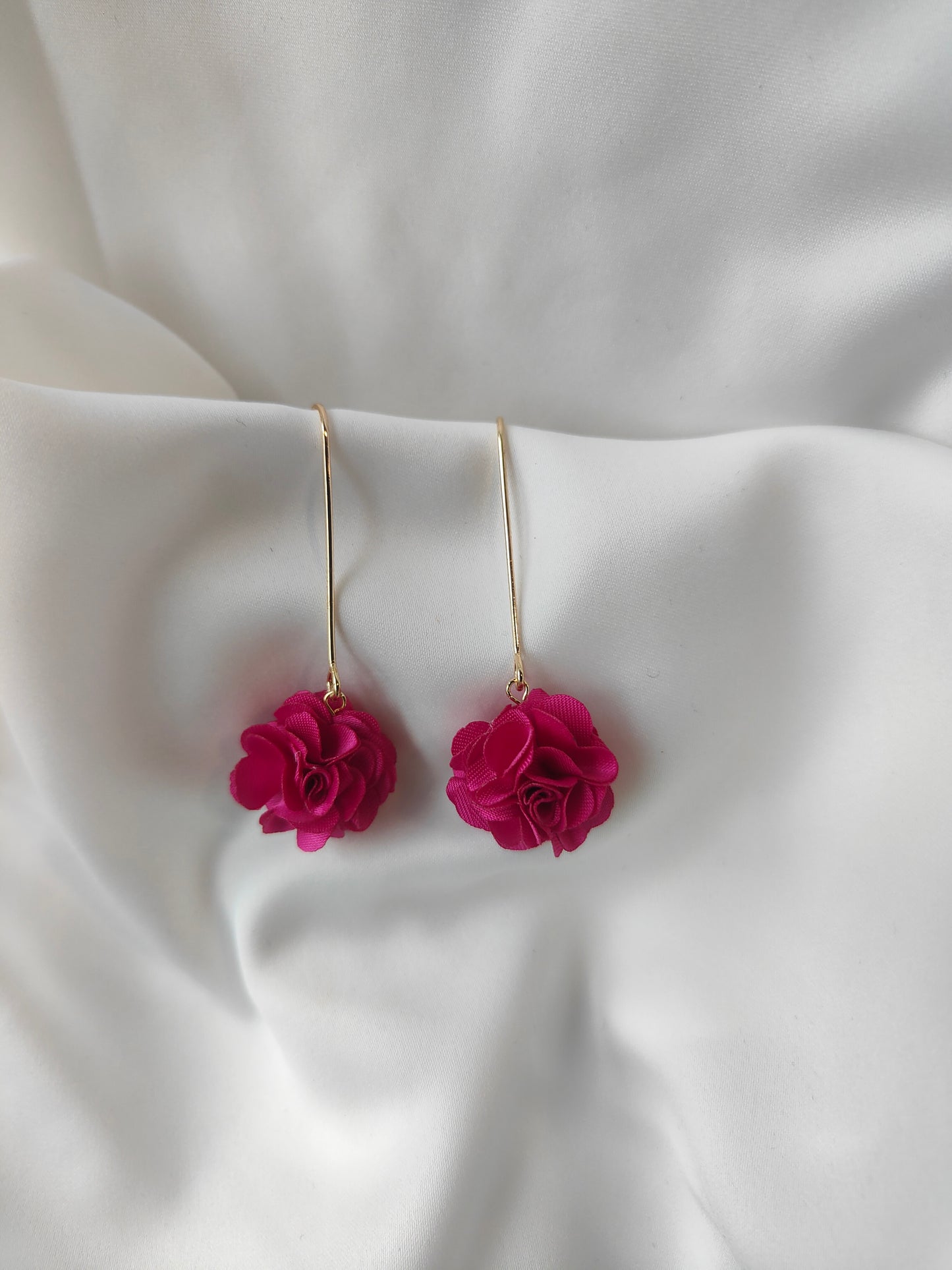 Georgia - Floral drop earrings - Hot Raspberry
