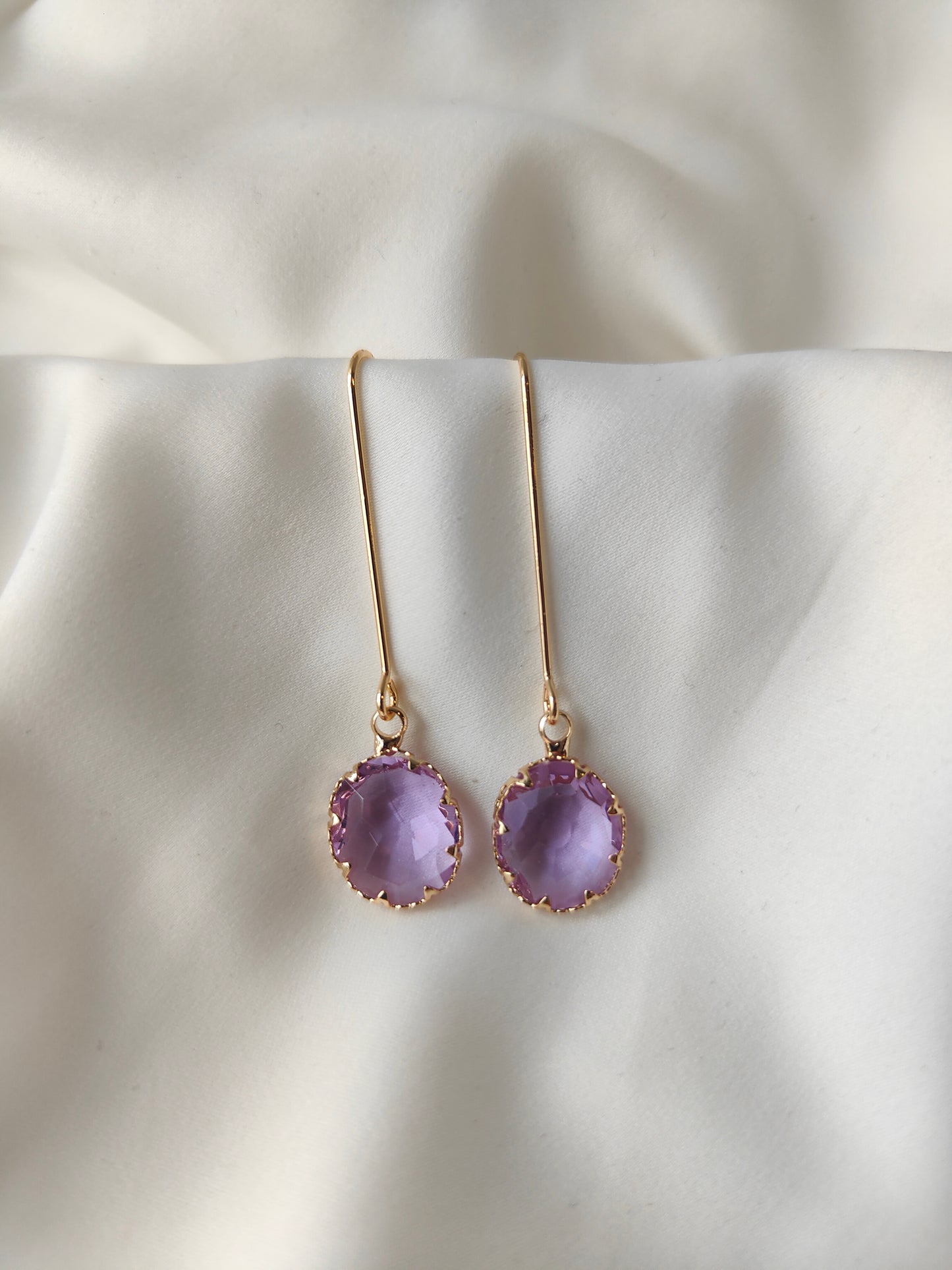 Cayla - Crystal Gem Drop Earrings - Soft Lilac