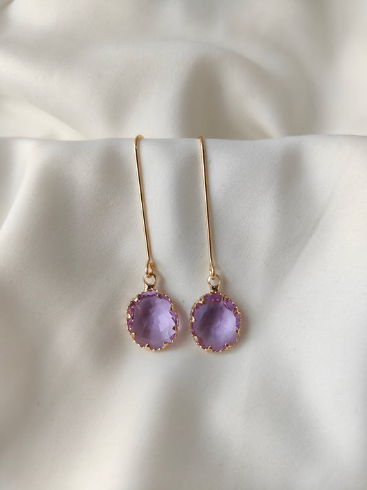Cayla - Crystal Gem Drop Earrings - Soft Lilac