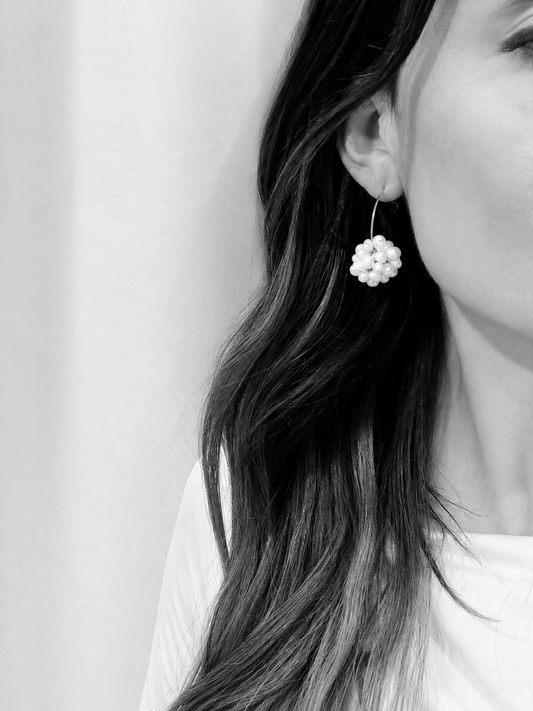 Millie - Cluster Pearl Hoop Bridal Earrings