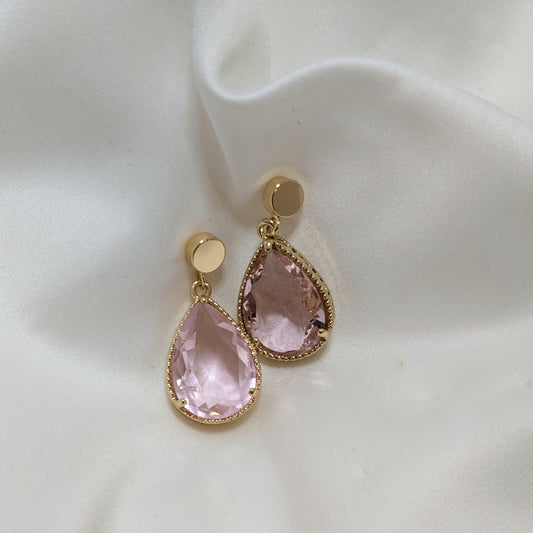 ANNA - Large Teardrop Earrings - Pink